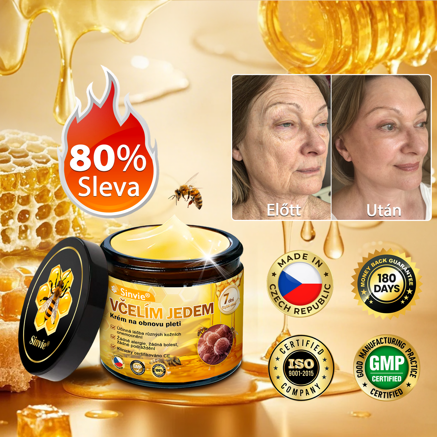 🐝 Sinvie® Krém na obnovu pleti s včelím jedem 👨⚕ Doporučeno dermatology ✅GMP schváleno - 50ml