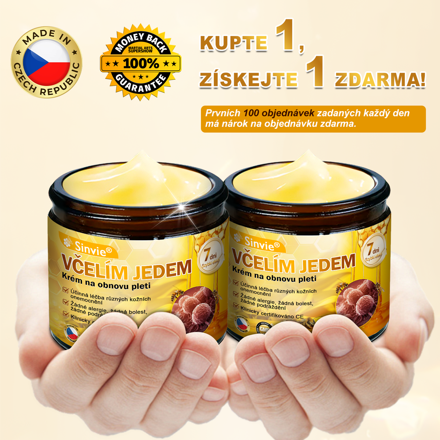 🌻 Sinvie® Krém na obnovu pleti s včelím jedem 🔥 Doporučeno dermatology | Proti vráskám, pigmentovým skvrnám a ochablé pleti - 50 ml