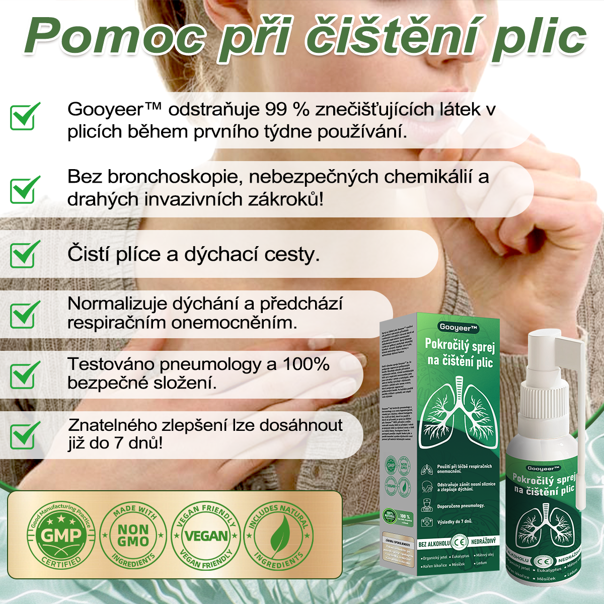 🍃𝐆𝐨𝐨𝐲𝐞𝐞𝐫™ Pokročilý sprej na čištění plic -🧑‍⚕️ Podporuje zdraví plic, průdušek a dutin, napomáhá zdraví dýchacího systému a usnadňuje dýchání.