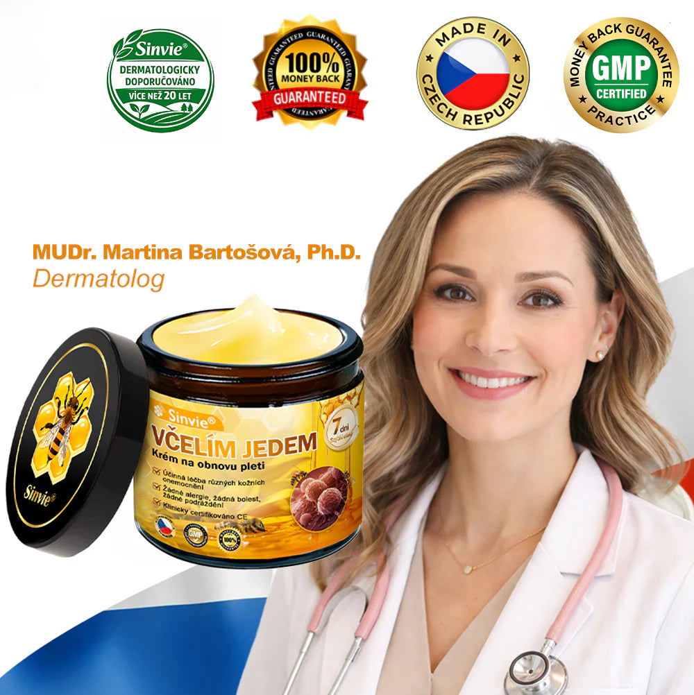 🐝 Sinvie® Krém na obnovu pleti s včelím jedem 👨‍⚕ Doporučeno dermatology ✅GMP schváleno - 50ml